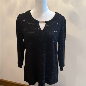 JM Collection Black Sequin Blouse